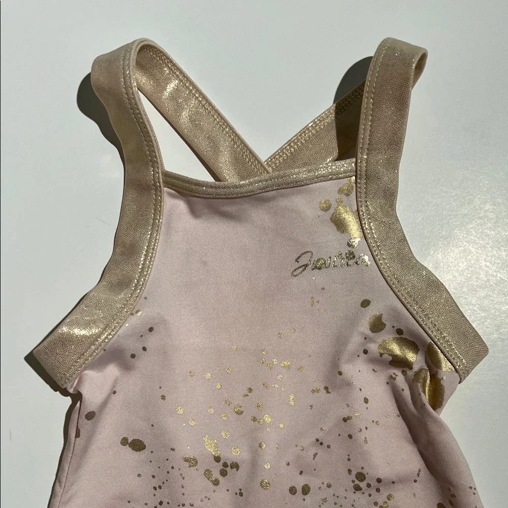Justice Girls Pink and Gold Dance and Gymnastics Leotard Biketard XS (5/6)